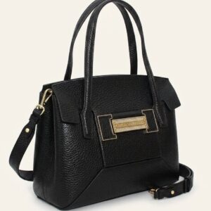Carlo Salvatelli Black Pebbled Leather Tote
