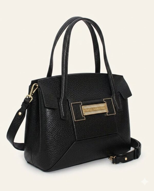 Carlo Salvatelli Black Pebbled Leather Tote