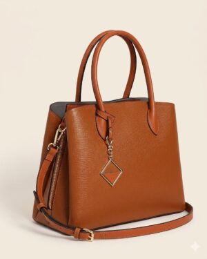 Cognac Croc-Effect Satchel