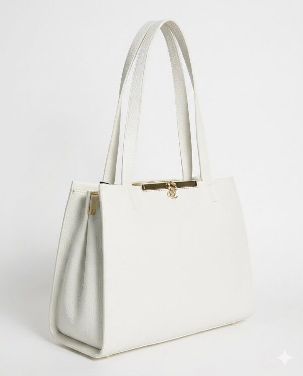 Pristine White Top-Frame Tote