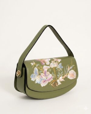 Prada Embroidered Flower Shoulder Bag